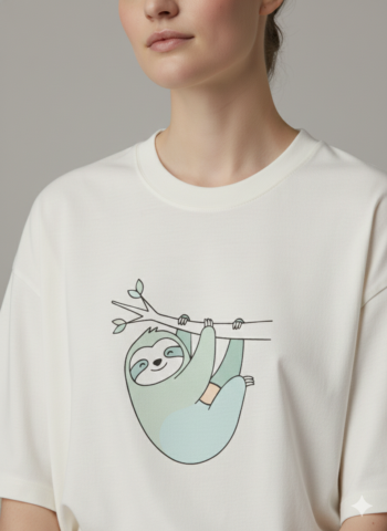 Women’s Oversized Graphic T-Shirt – Sloth Print