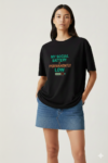 Women’s Oversized Black Graphic T-Shirt