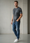 regular fit round neck